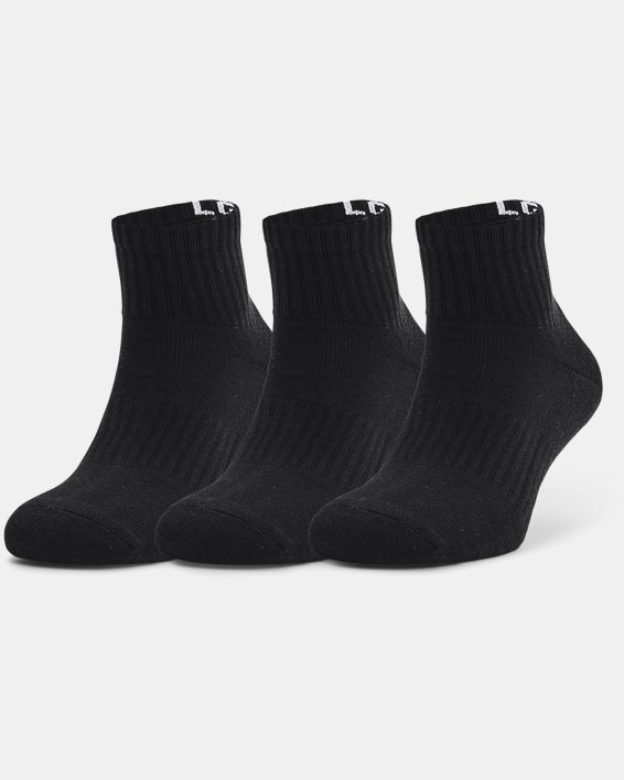 Unisex UA Core Quarter 3-Pack Socks, Black, pdpMainDesktop image number 0